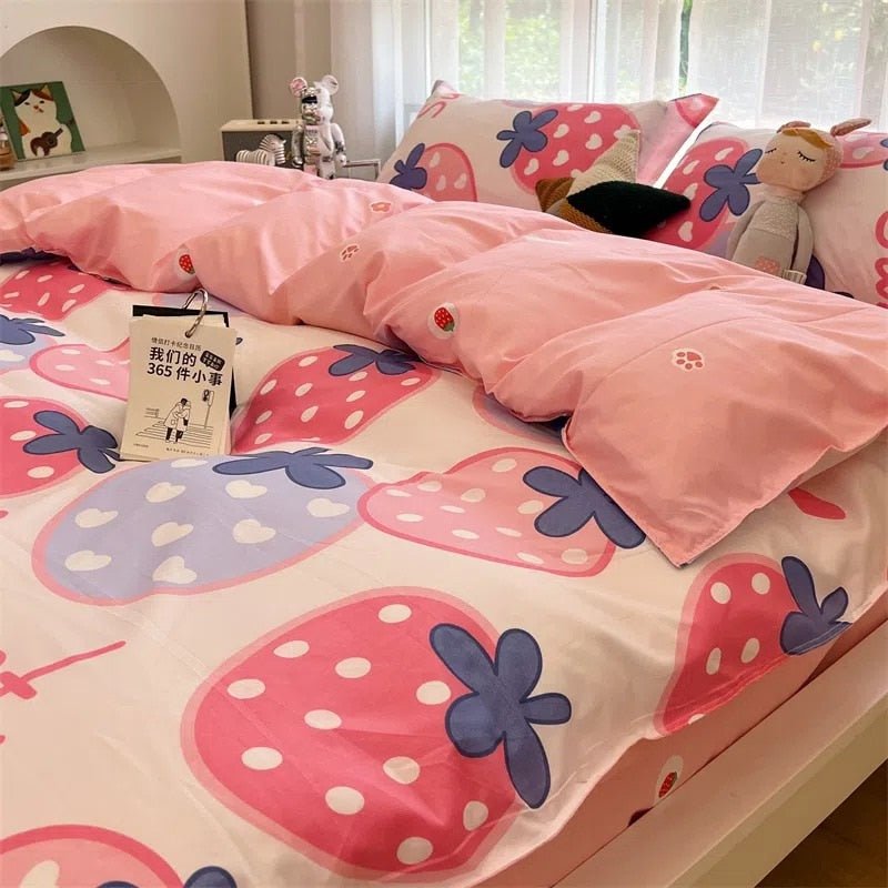 Cartoon Floral Duvet Cover Set for Kids - Casatrail.com