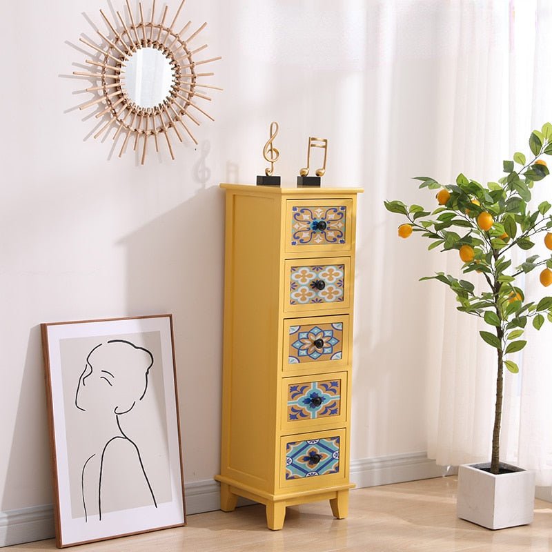 Cartoon Girl Wooden Bedside Table with Multilayer Storage Cabinet - Casatrail.com