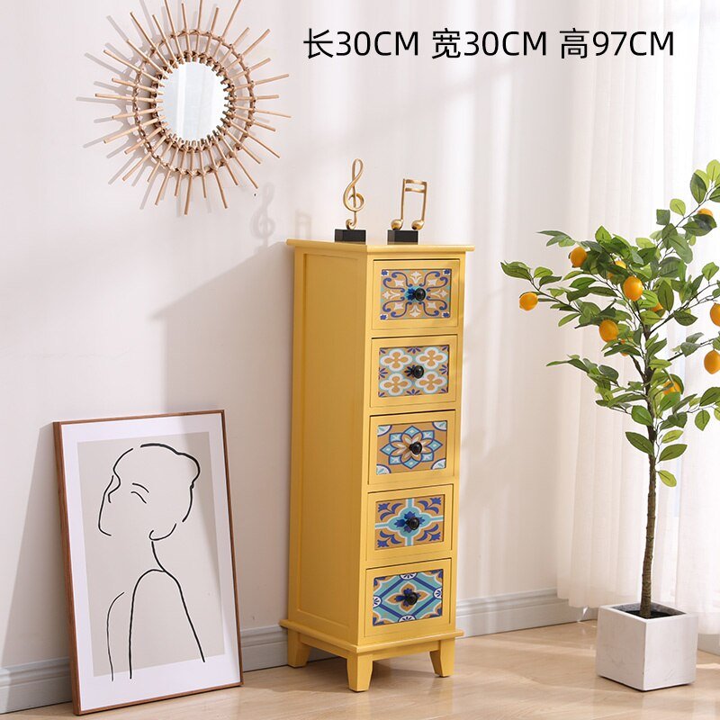 Cartoon Girl Wooden Bedside Table with Multilayer Storage Cabinet - Casatrail.com