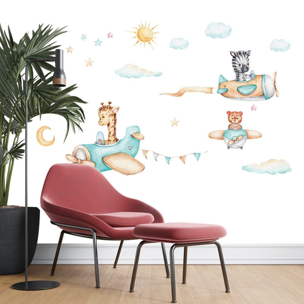 Cartoon Pilot Aircraft Vinyl Wall Art - Casatrail.com