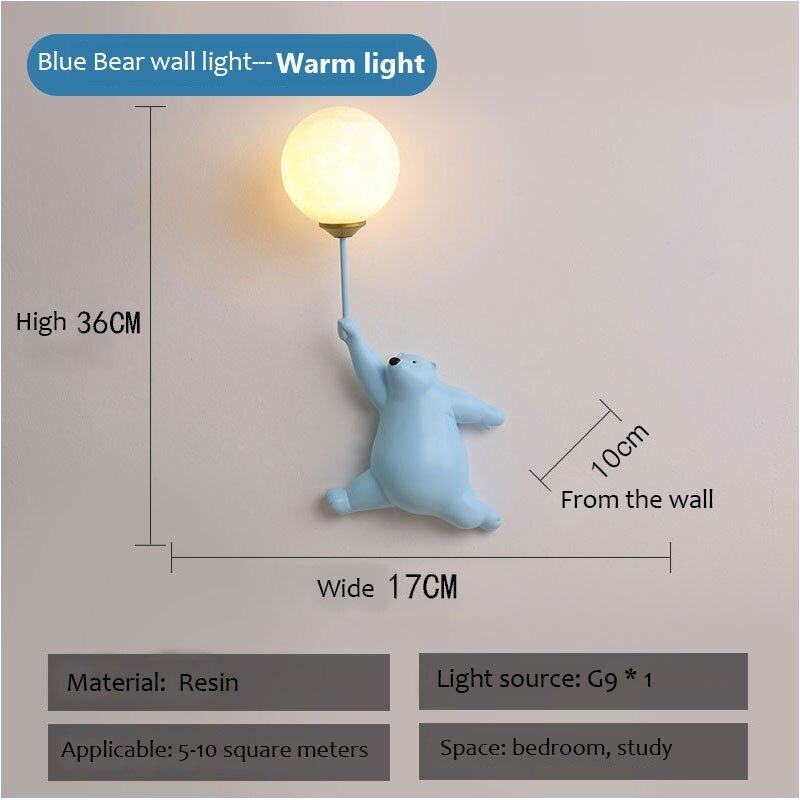 Cartoon Polar Bear LED Wall Lamp for Kids' Bedroom - Casatrail.com