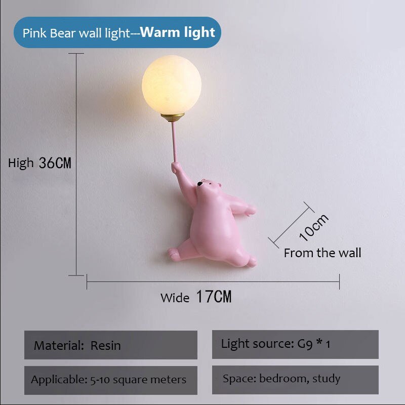 Cartoon Polar Bear LED Wall Lamp for Kids' Bedroom - Casatrail.com