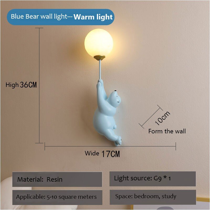 Cartoon Polar Bear LED Wall Lamp for Kids' Bedroom - Casatrail.com