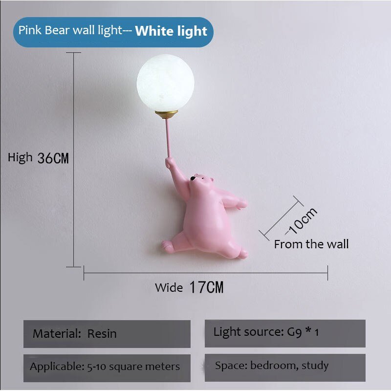 Cartoon Polar Bear LED Wall Lamp for Kids' Bedroom - Casatrail.com