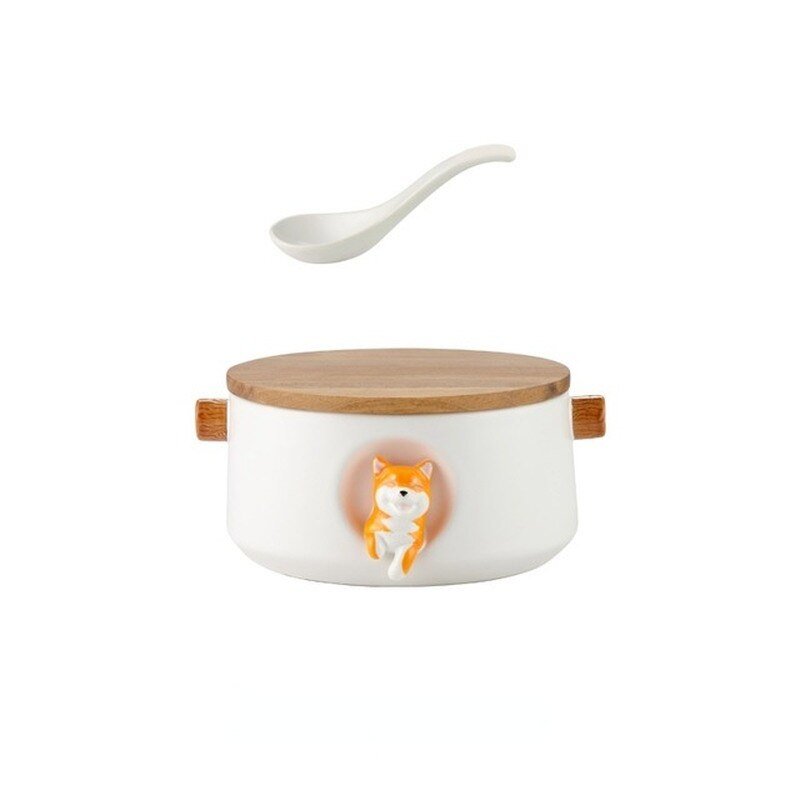 Cartoon Shiba Inu Bowl with Covered Spoon - Large Size - Casatrail.com