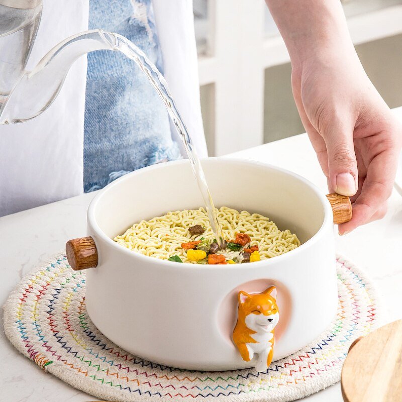 Cartoon Shiba Inu Bowl with Covered Spoon - Large Size - Casatrail.com