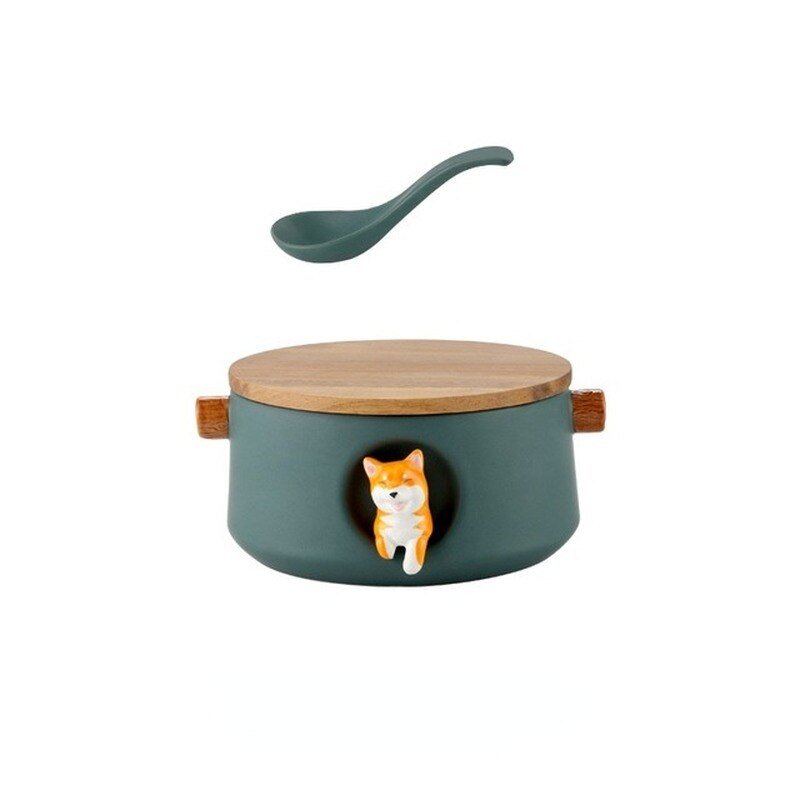 Cartoon Shiba Inu Bowl with Covered Spoon - Large Size - Casatrail.com