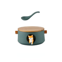 Thumbnail for Cartoon Shiba Inu Bowl with Covered Spoon - Large Size - Casatrail.com