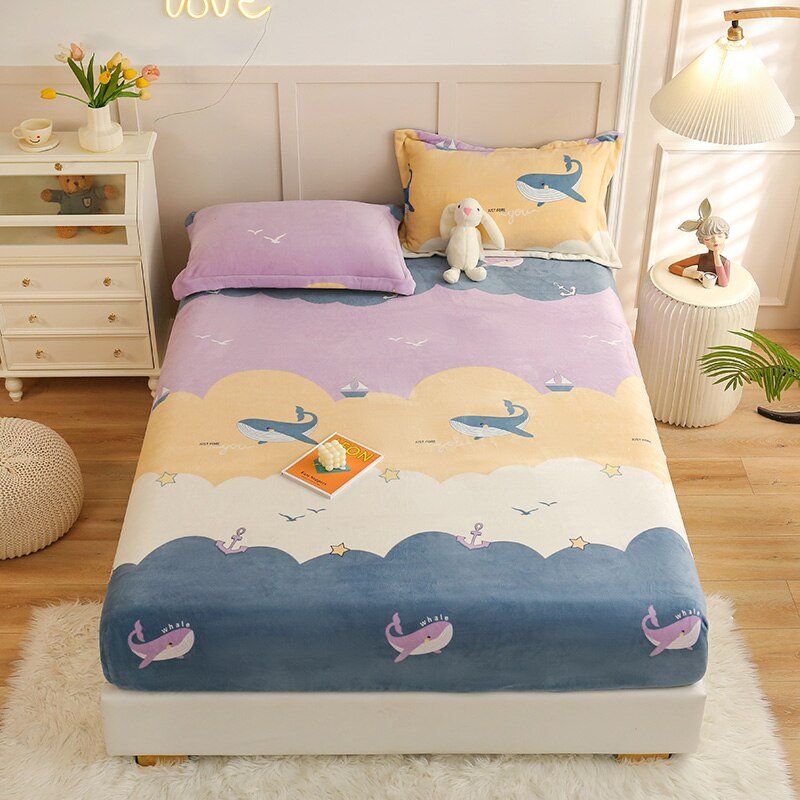 Cartoon Style Warm Bed Cover - Velvet Fitted Sheet - Casatrail.com