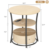 Thumbnail for Round Side Table With Charging Station