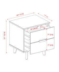Thumbnail for Mid-Century Modern Solid Wood 2-Drawer Nightstand Natural Pine