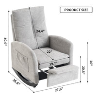 Thumbnail for Accent Rocking Chair With Footrest & High Back Rubber Wood Rocking Legs