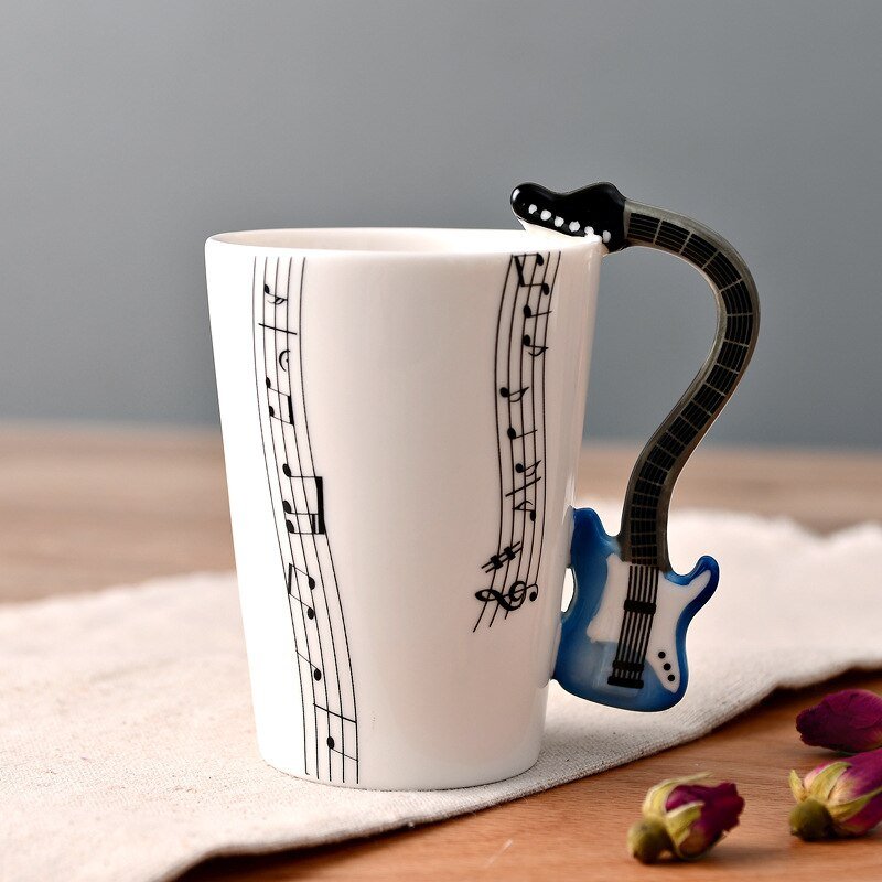 Ceramic Guitar Mug Musical Note Shapes Coffee Mugs - Casatrail.com