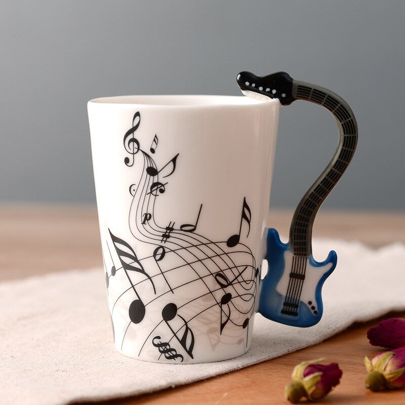 Ceramic Guitar Mug Musical Note Shapes Coffee Mugs - Casatrail.com
