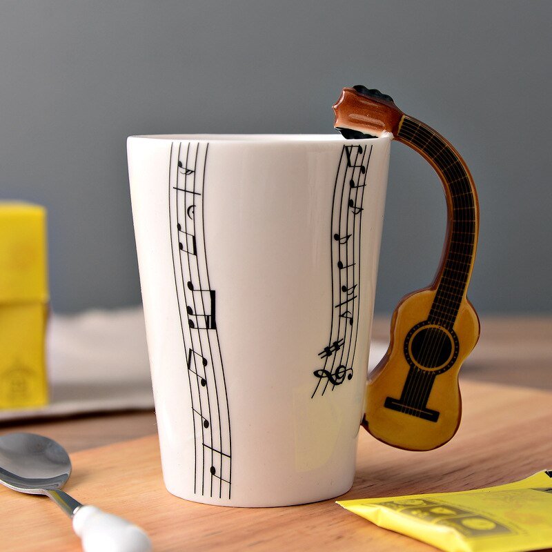 Ceramic Guitar Mug Musical Note Shapes Coffee Mugs - Casatrail.com