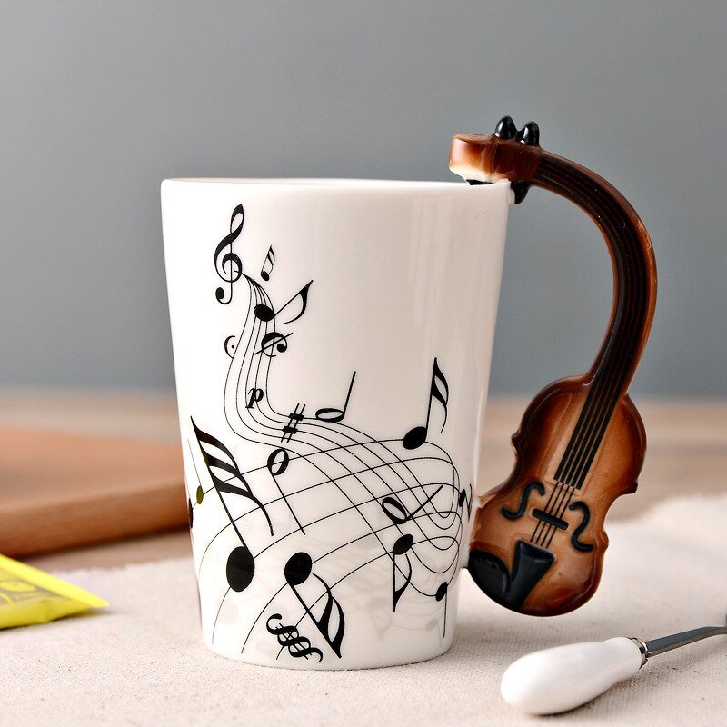 Ceramic Guitar Mug Musical Note Shapes Coffee Mugs - Casatrail.com