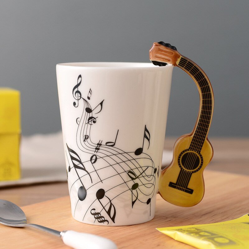 Ceramic Guitar Mug Musical Note Shapes Coffee Mugs - Casatrail.com