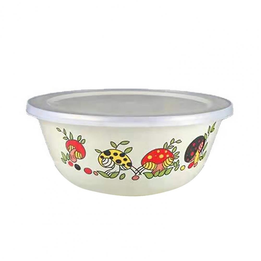 Chinese Style Enamel Bowl Set with Plastic Covers - Casatrail.com