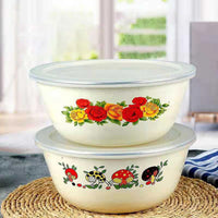 Thumbnail for Chinese Style Enamel Bowl Set with Plastic Covers - Casatrail.com