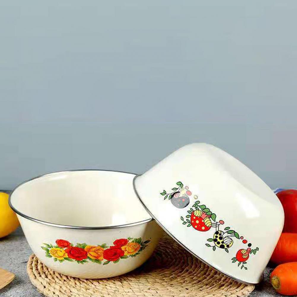 Chinese Style Enamel Bowl Set with Plastic Covers - Casatrail.com