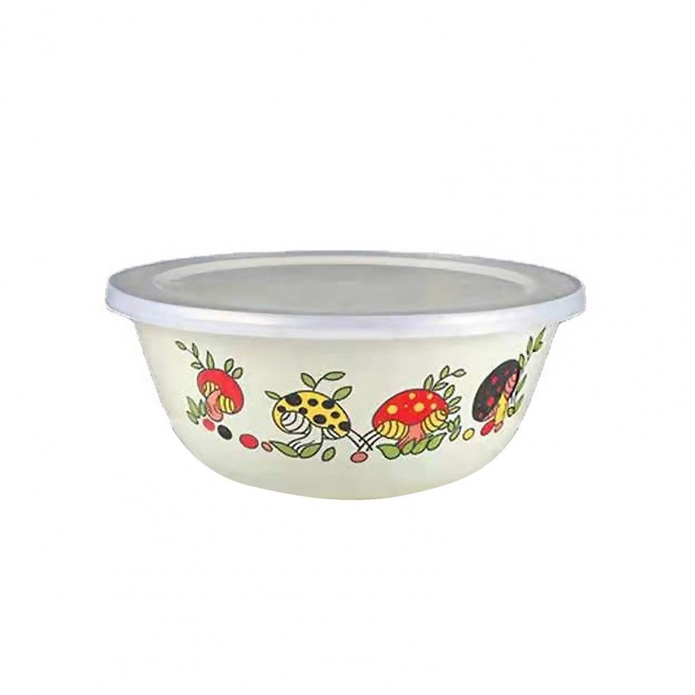 Chinese Style Enamel Bowl Set with Plastic Covers - Casatrail.com