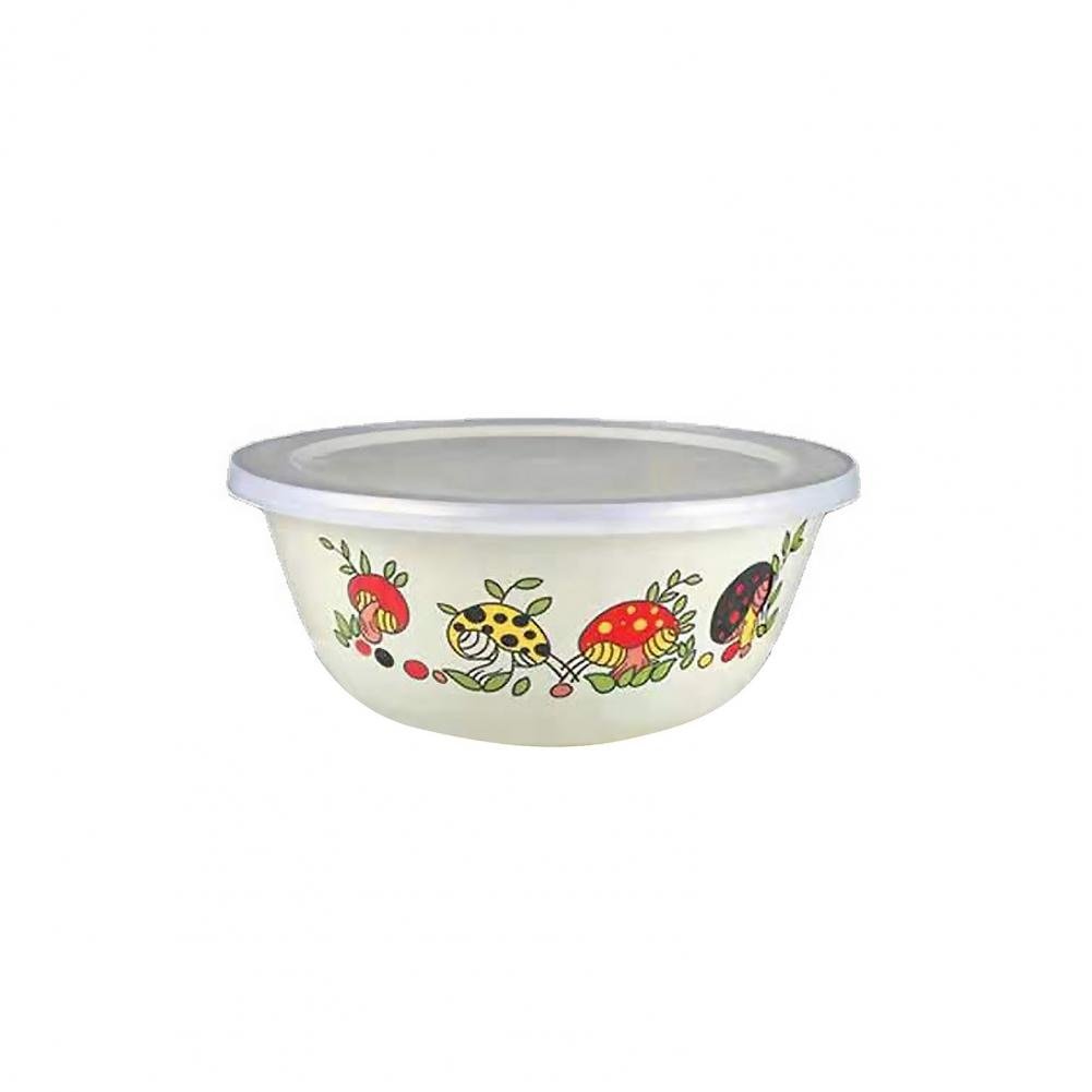 Chinese Style Enamel Bowl Set with Plastic Covers - Casatrail.com