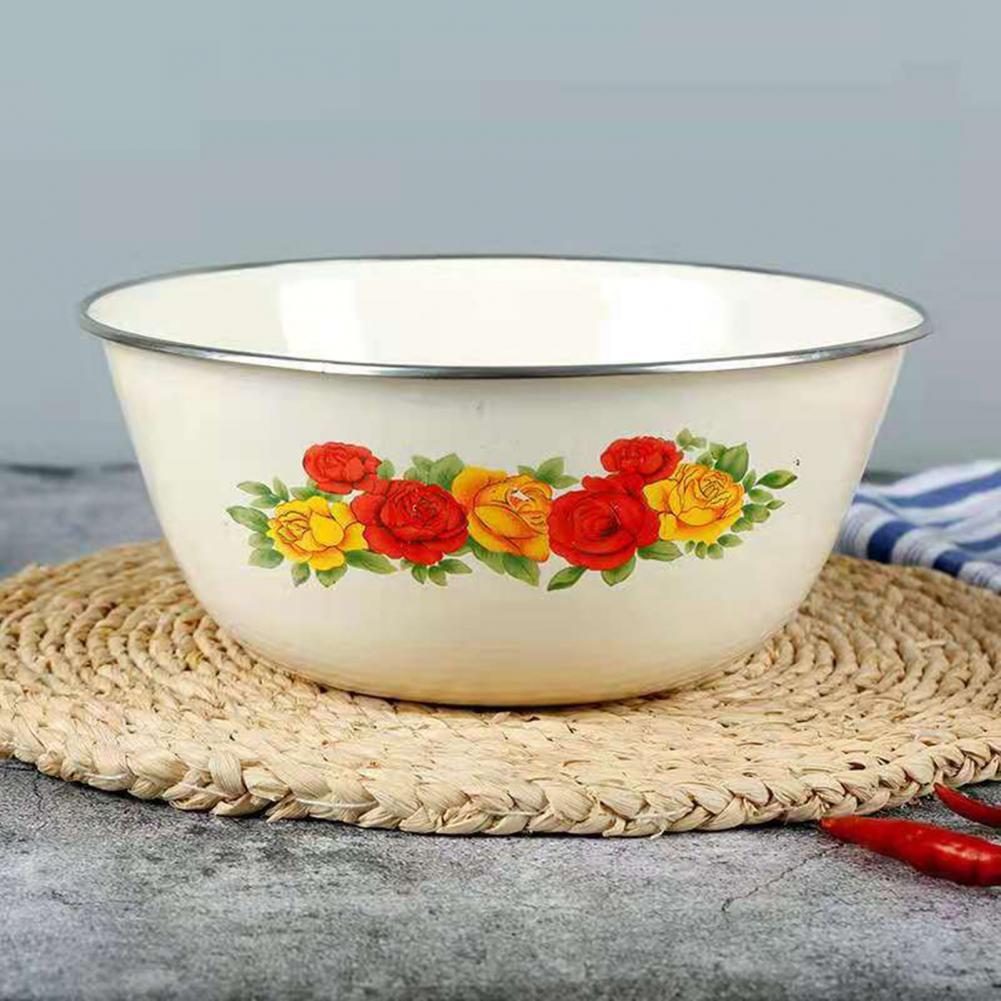 Chinese Style Enamel Bowl Set with Plastic Covers - Casatrail.com