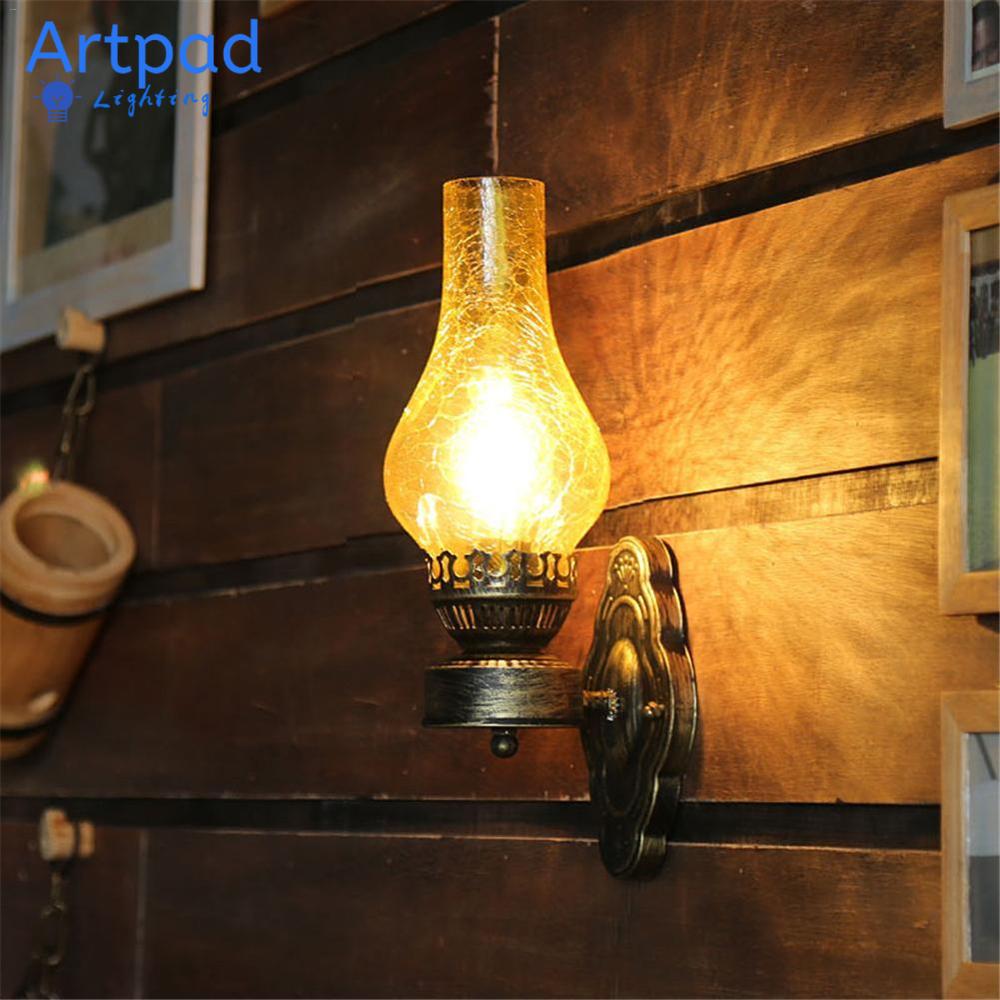 Chinese Vintage Metal Glass Wall Light - Casatrail.com