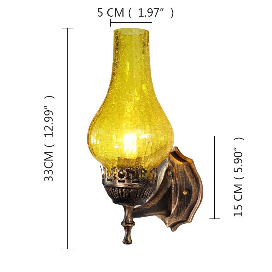 Chinese Vintage Metal Glass Wall Light - Casatrail.com