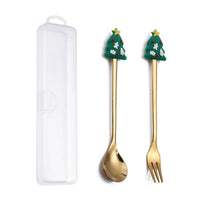 Thumbnail for Christmas Gift Spoon Fork Set with Elk Tree Decoration - Casatrail.com