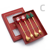 Thumbnail for Christmas Gift Spoon Fork Set with Elk Tree Decoration - Casatrail.com