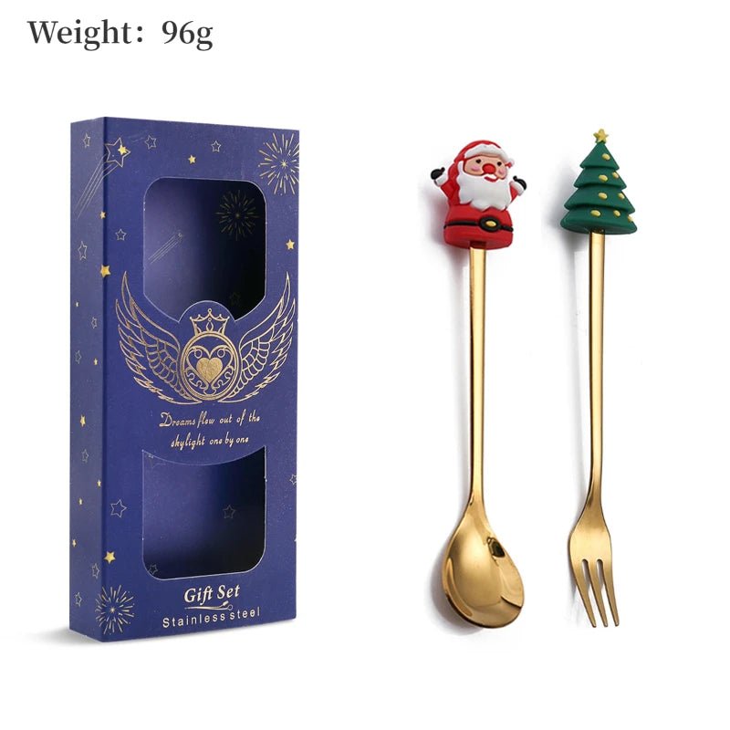 Christmas Gift Spoon Fork Set with Elk Tree Decoration - Casatrail.com