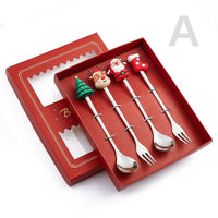 Thumbnail for Christmas Gift Spoon Fork Set with Elk Tree Decoration - Casatrail.com