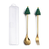 Thumbnail for Christmas Gift Spoon Fork Set with Elk Tree Decoration - Casatrail.com