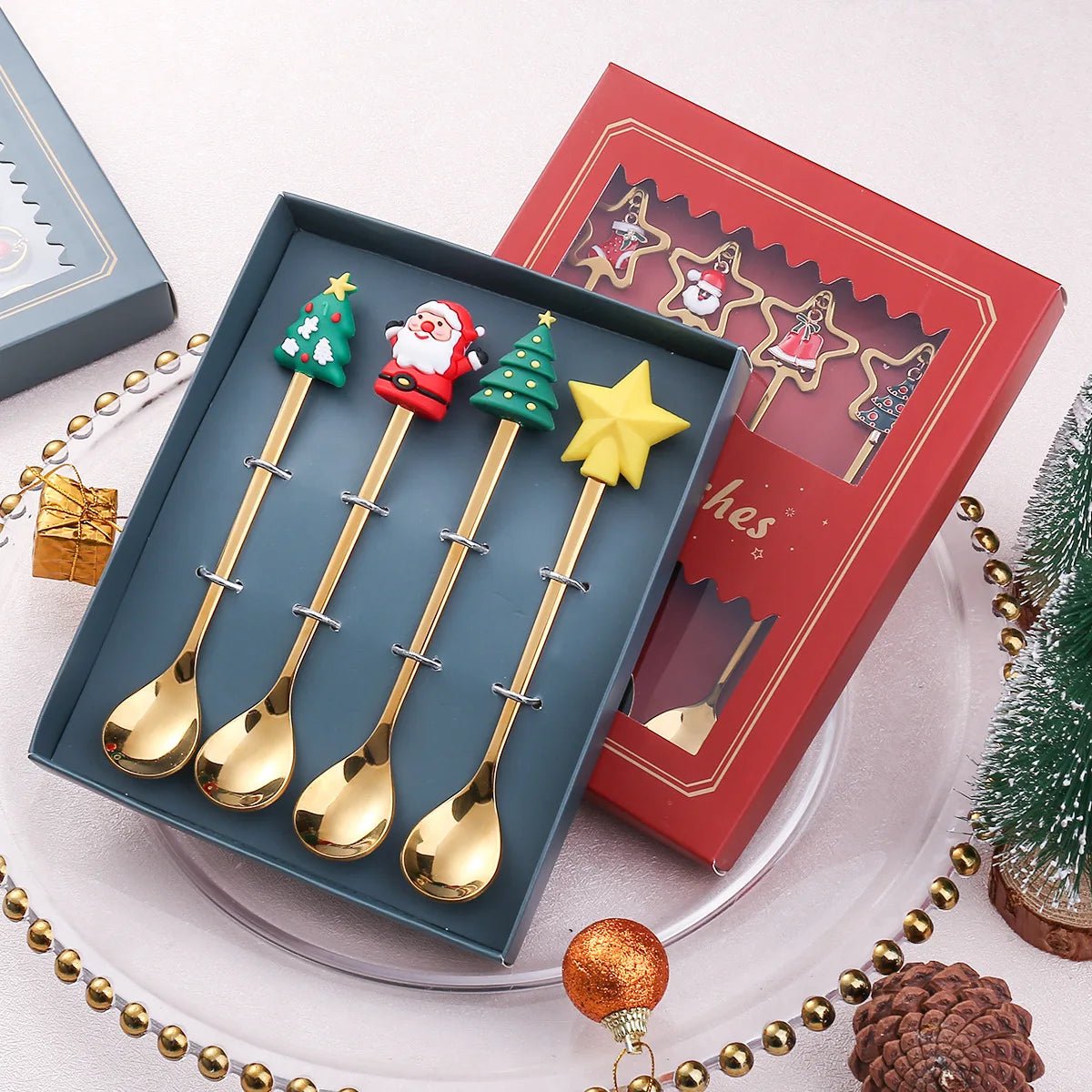 Christmas Gift Spoon Fork Set with Elk Tree Decoration - Casatrail.com