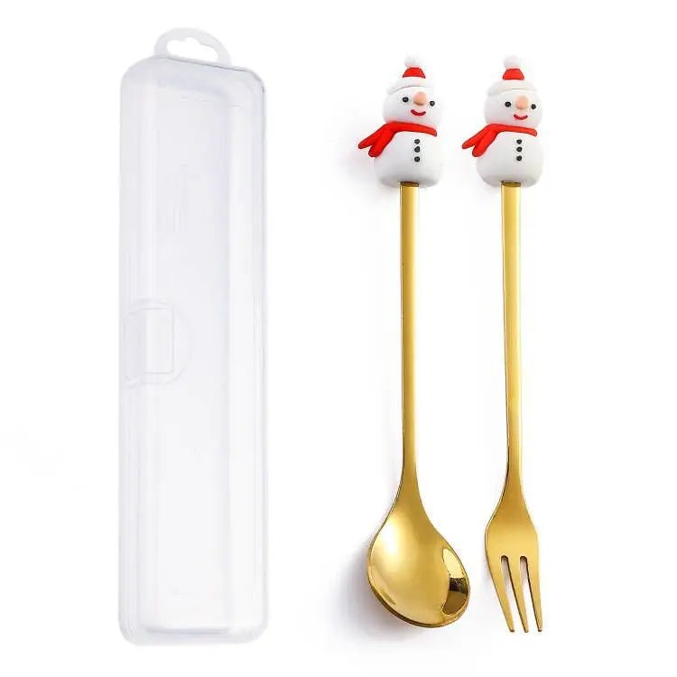 Christmas Gift Spoon Fork Set with Elk Tree Decoration - Casatrail.com