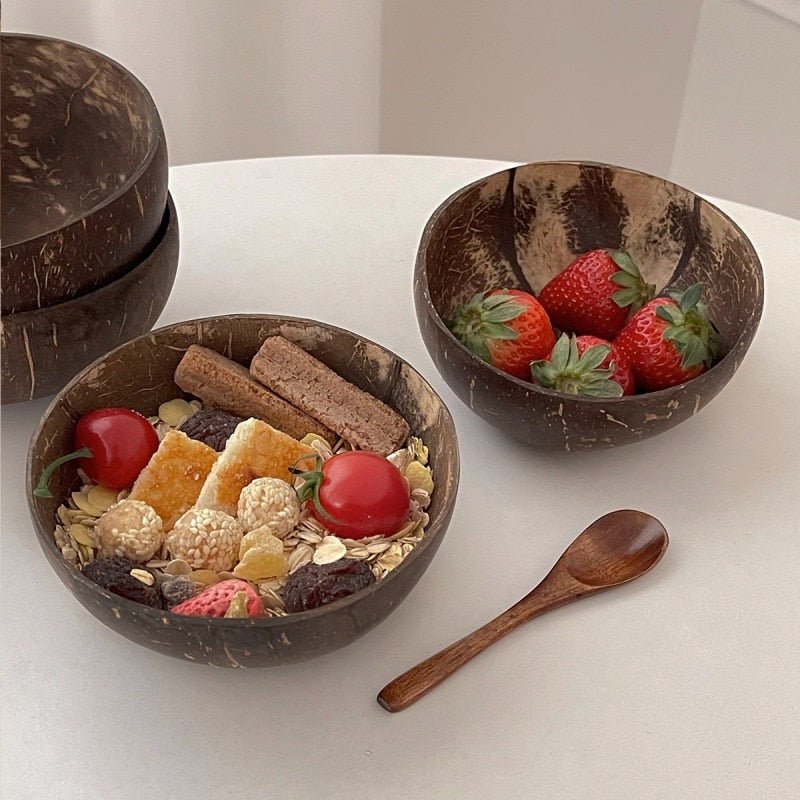 Coconut Bowl and Spoon - Creative Mixing Bowl Set - Casatrail.com