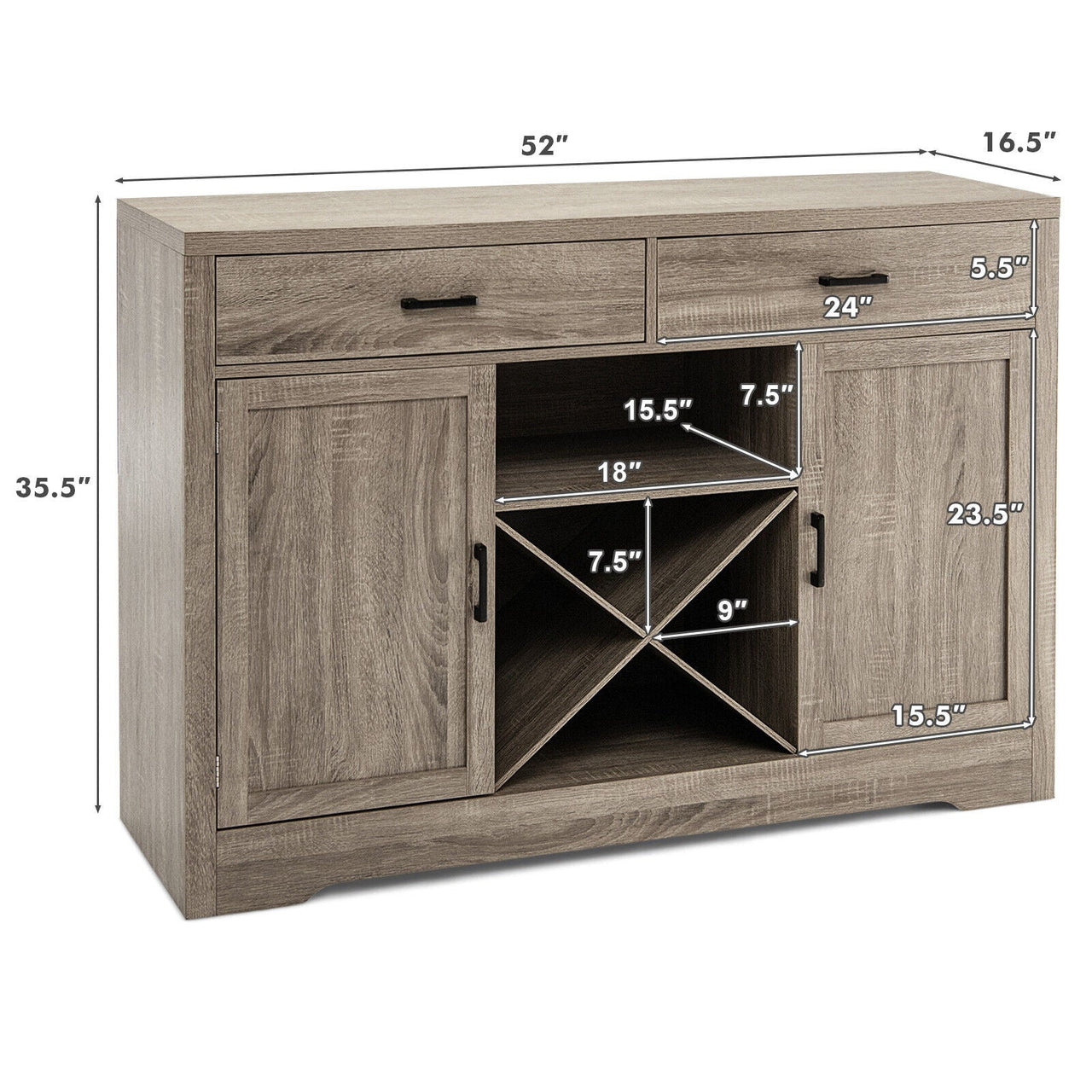 Costway Farmhouse Wooden Storage Buffet Cabinet - Casatrail.com