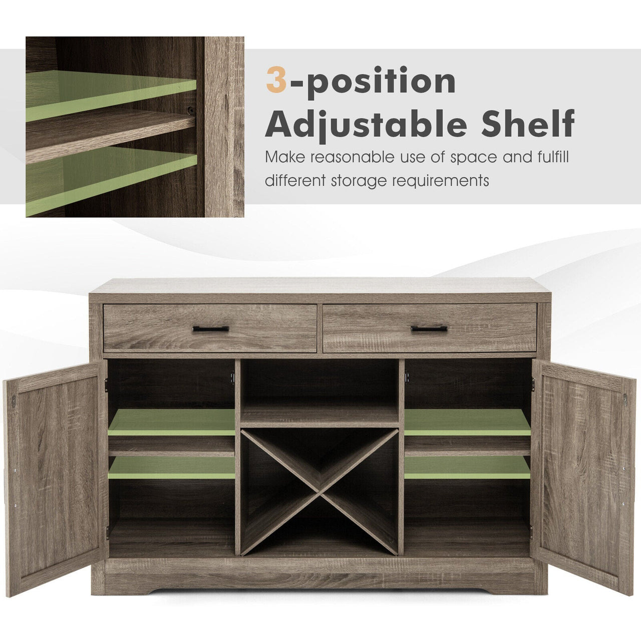 Costway Farmhouse Wooden Storage Buffet Cabinet - Casatrail.com