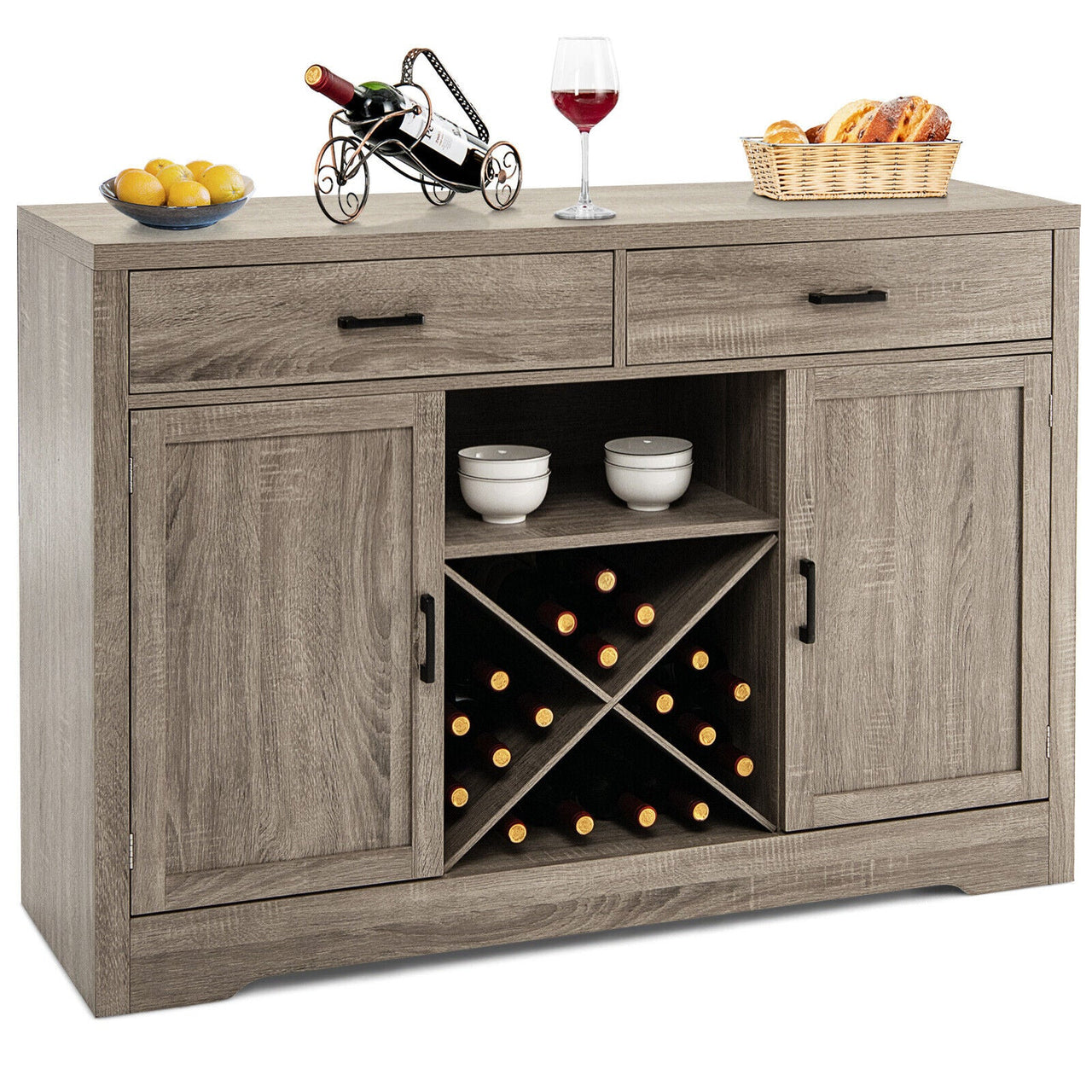 Costway Farmhouse Wooden Storage Buffet Cabinet - Casatrail.com