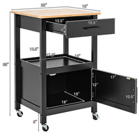 Thumbnail for Costway Rolling Black Kitchen Island Cart with Drawer Cabinet - Casatrail.com