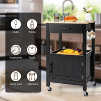 Thumbnail for Costway Rolling Black Kitchen Island Cart with Drawer Cabinet - Casatrail.com