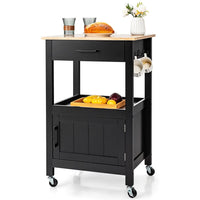 Thumbnail for Costway Rolling Black Kitchen Island Cart with Drawer Cabinet - Casatrail.com