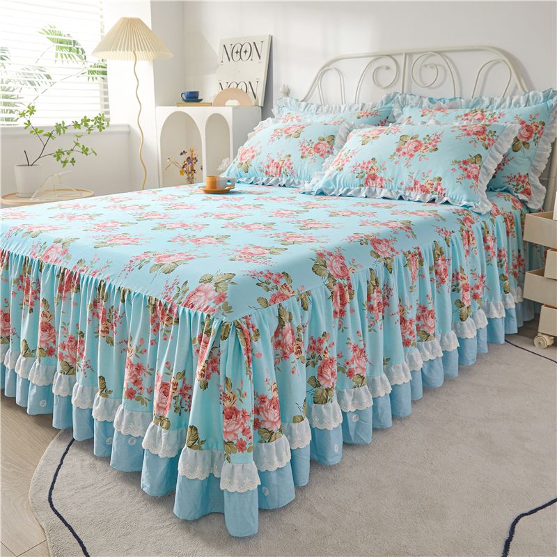 Cotton Lace Bed Skirt with Non - slip Bedspread for King Size Beds - Casatrail.com