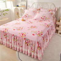 Thumbnail for Cotton Lace Bed Skirt with Non - slip Bedspread for King Size Beds - Casatrail.com