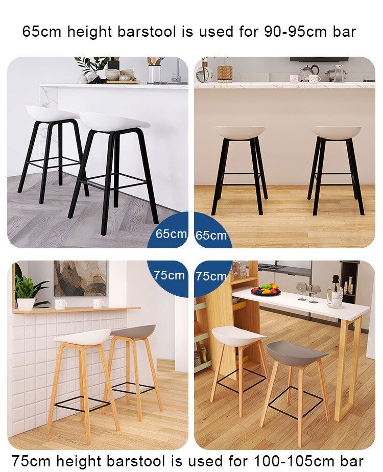 Counter Kitchen Stool with PP Seat and Beech Wood Legs - Casatrail.com