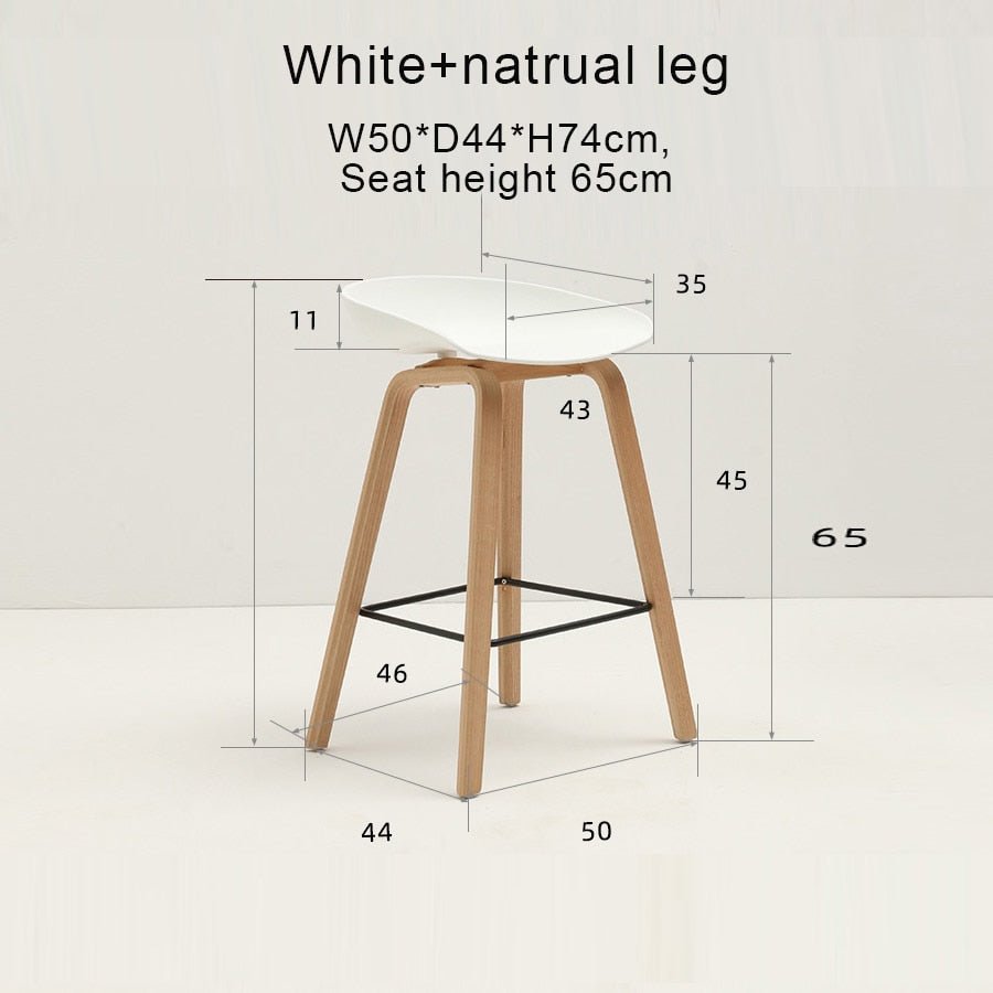 Counter Kitchen Stool with PP Seat and Beech Wood Legs - Casatrail.com