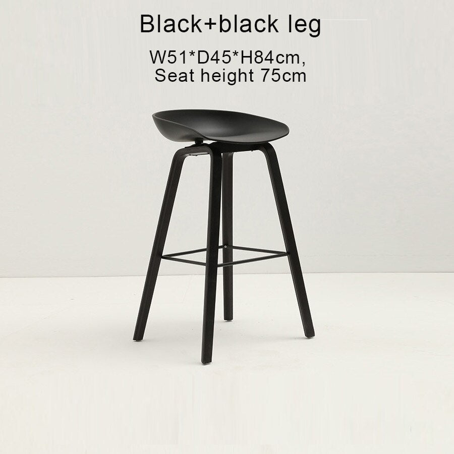 Counter Kitchen Stool with PP Seat and Beech Wood Legs - Casatrail.com