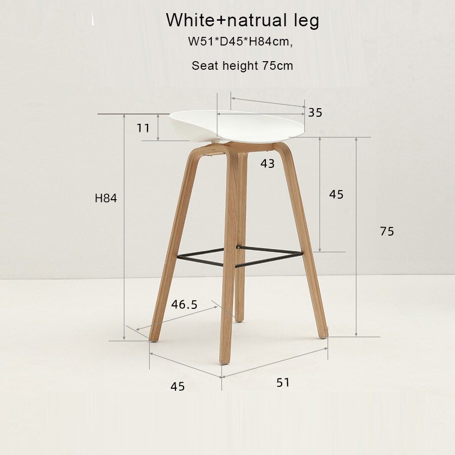 Counter Kitchen Stool with PP Seat and Beech Wood Legs - Casatrail.com