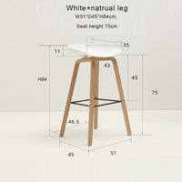 Thumbnail for Counter Kitchen Stool with PP Seat and Beech Wood Legs - Casatrail.com